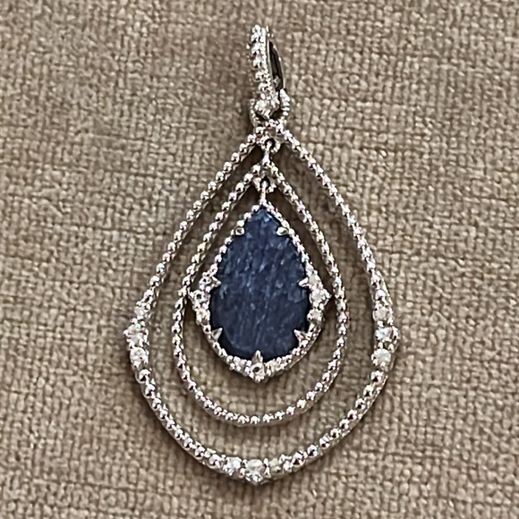 Judith Ripka Sterling Silver Opaque Blue Saphire & White Saphire Enhancer - Picture 10 of 10